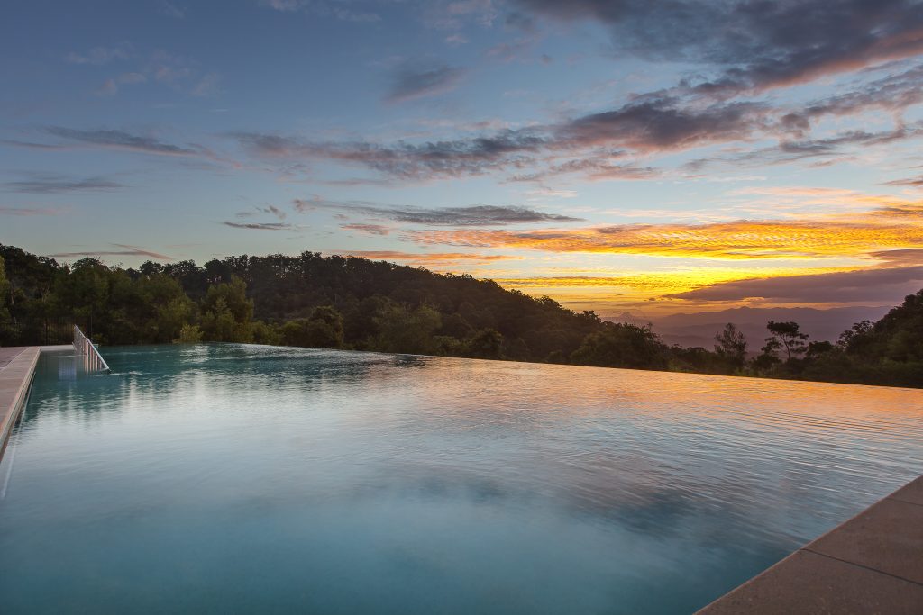 Infinity Pool Sunset. Image By Oreillys Rainforest Retreat